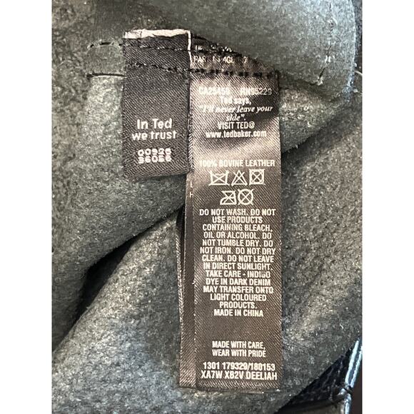 Ted Baker Black Pebbled Leather Tote Bag Rose Gold Hardware Large Shoulder Bag - Picture 3 of 12